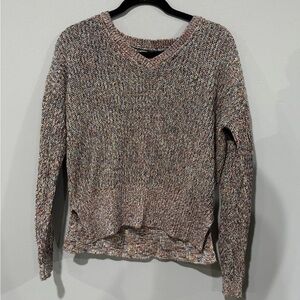 Boho Maurice’s Marled Knit V-Neck Sweater with Cutout Back Medium